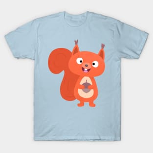 Happy cute red squirrel cartoon illustration T-Shirt